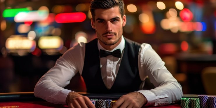 Antarmuka aplikasi bobaslot77 di layar ponsel menampilkan meja live-dealer dan menu navigasi